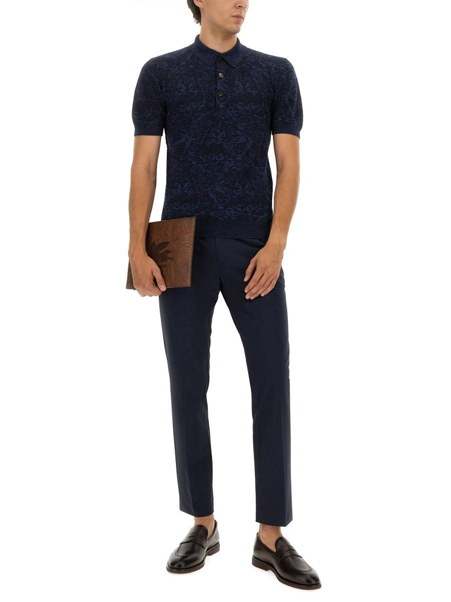 ETRO Classic Cotton-Wool Blend Polo Shirt for Men