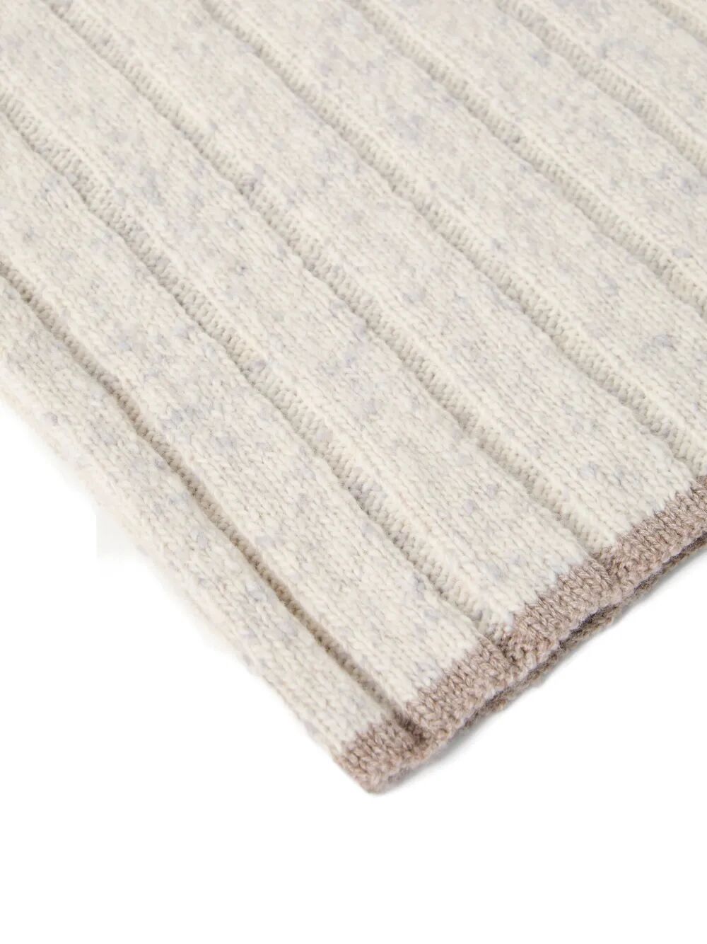 BRUNELLO CUCINELLI Flecked Cashmere Ribbed Knit Scarf 167 x 30 CM