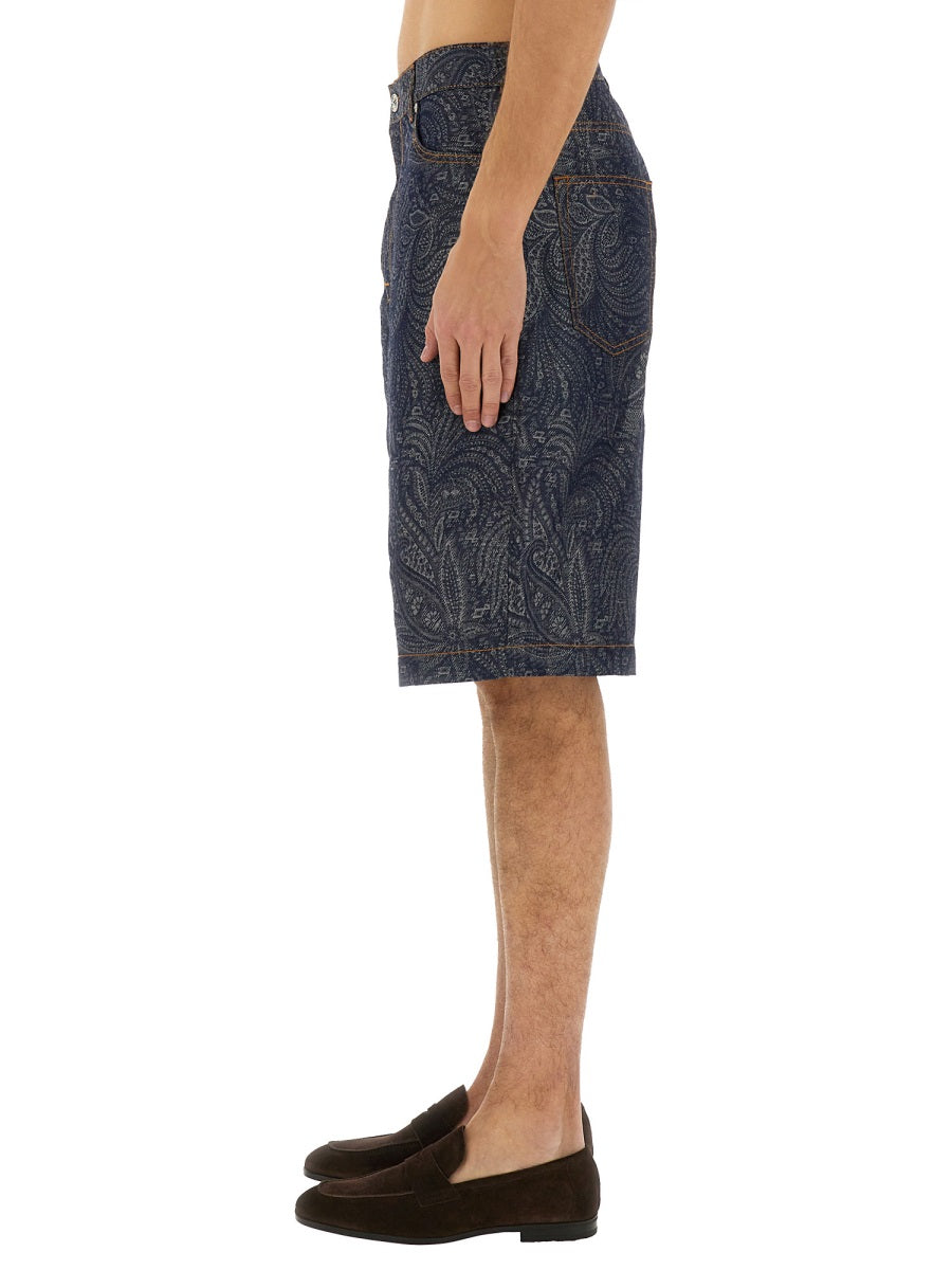 ETRO Men's Jacquard Denim Bermuda Shorts - Size 32