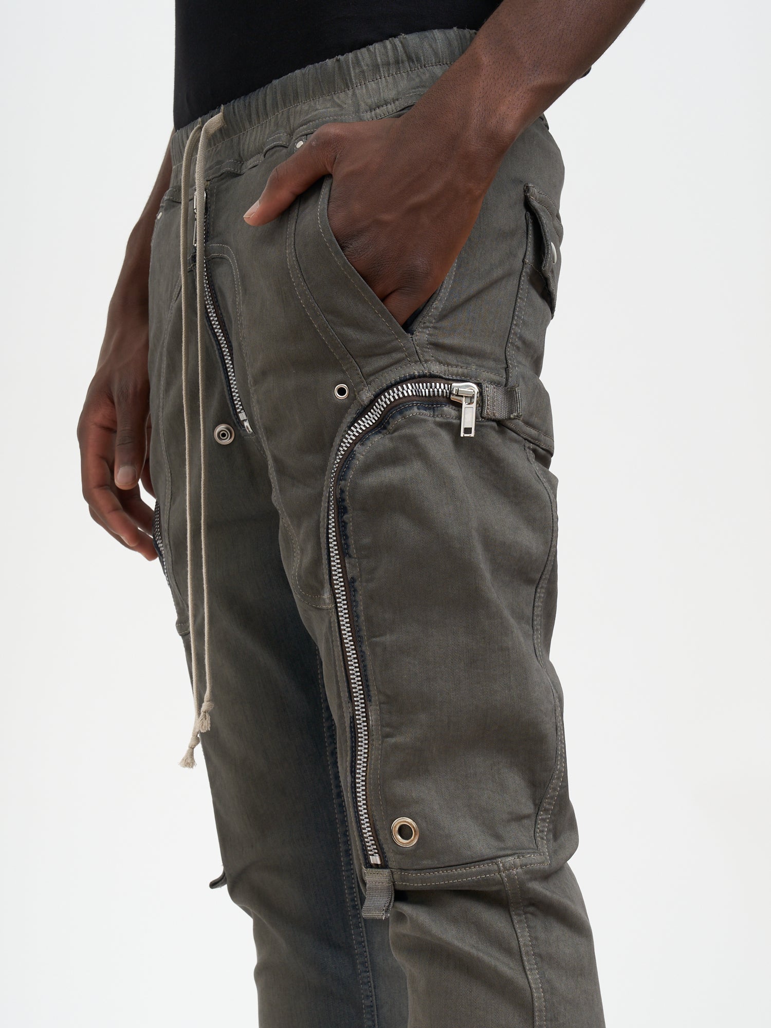 RICK OWENS Bauhaus Cargo Dark Dust Denim Pants - Size 48