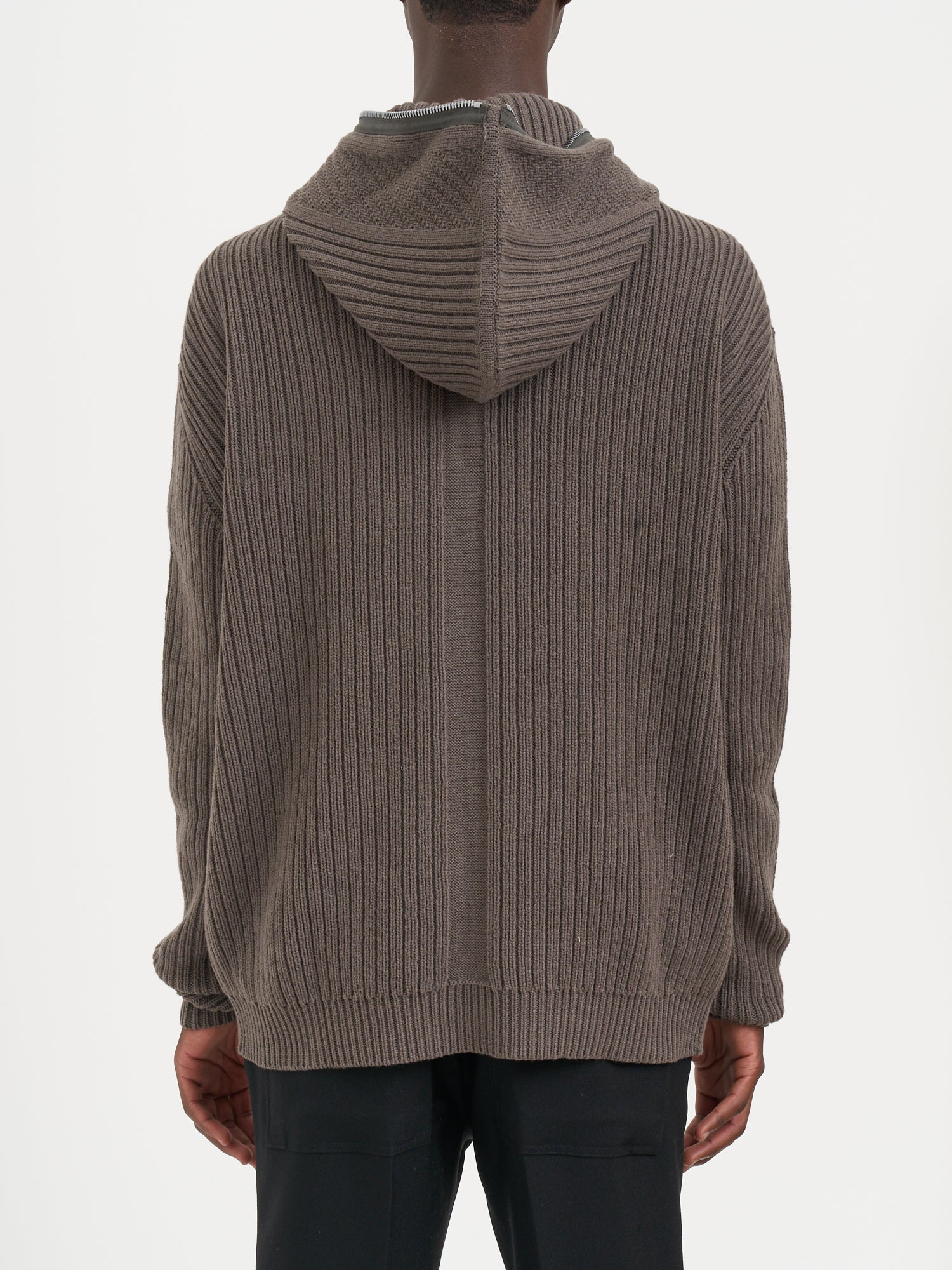 RICK OWENS Men's Mini Zipped Hoodie Dust Knit Jacket