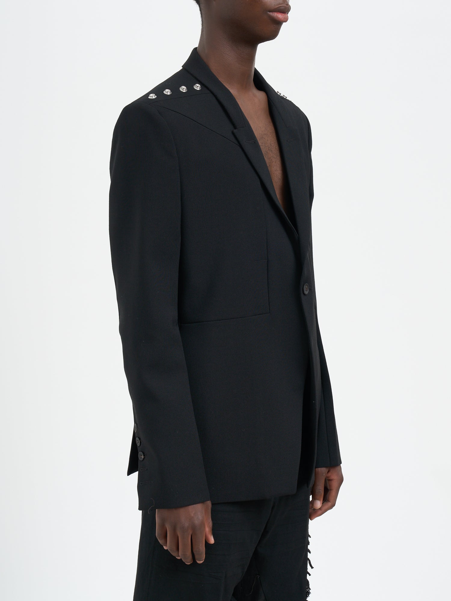 RICK OWENS Men's Soft Blazer with Narrow Peak Lapels