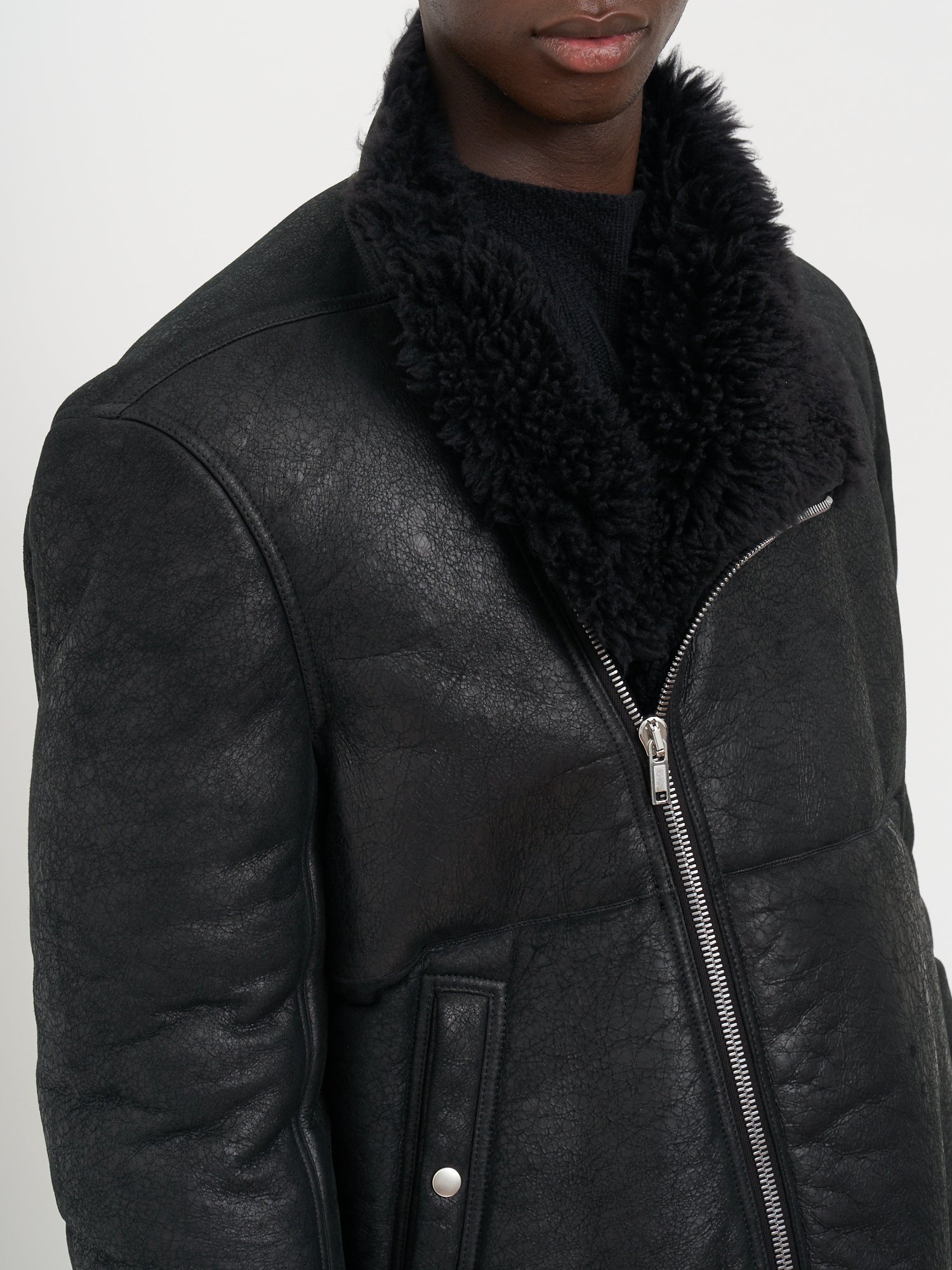 RICK OWENS Sheepskin Bomber Jacket - Hollywood Flight