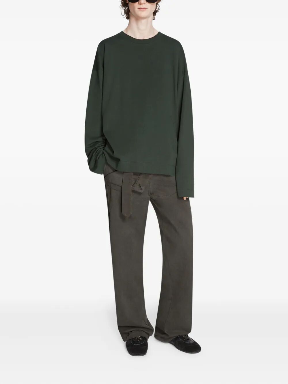 DRIES VAN NOTEN Double Lacing Suede Sneakers with Leather Inserts