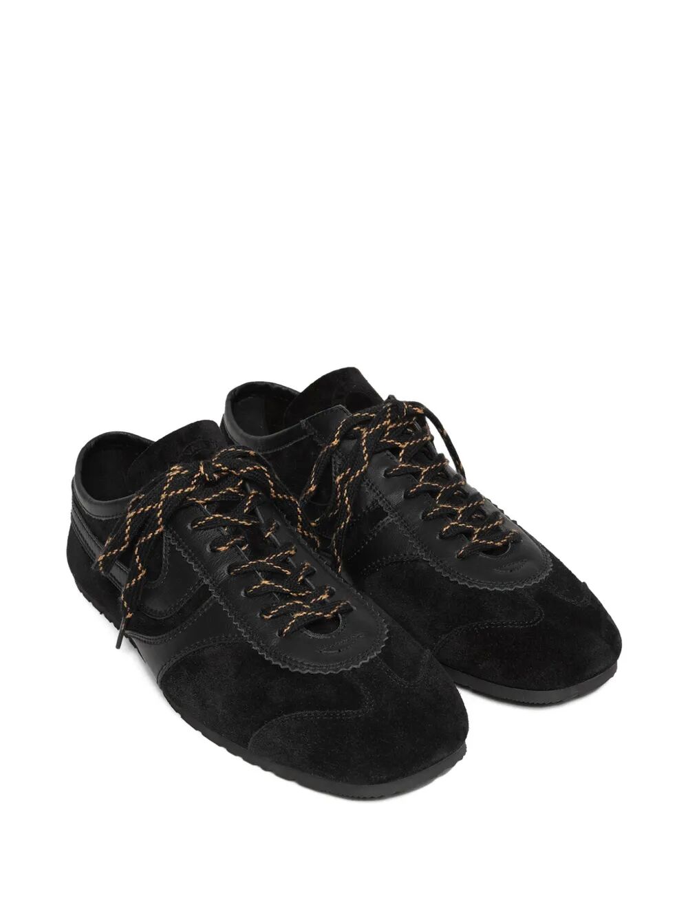 DRIES VAN NOTEN Double Lacing Suede Sneakers with Leather Inserts