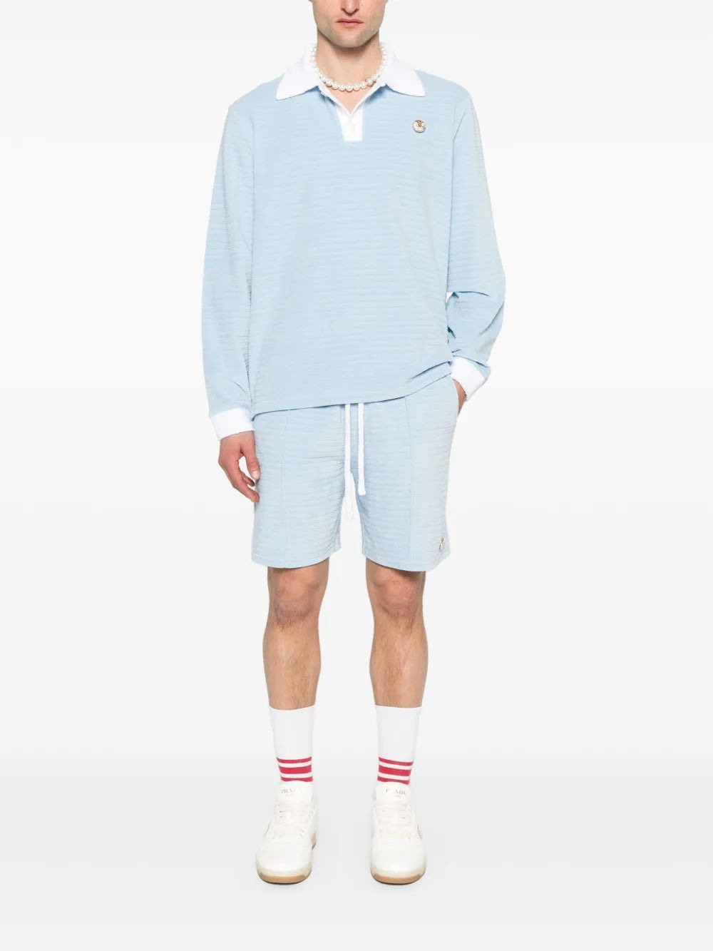 CASABLANCA Long Sleeve Velour Polo for Men