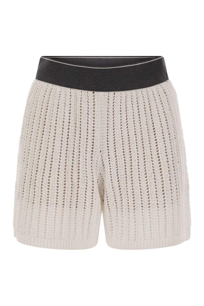 BRUNELLO CUCINELLI Cotton Net Knit Mini Shorts for Women