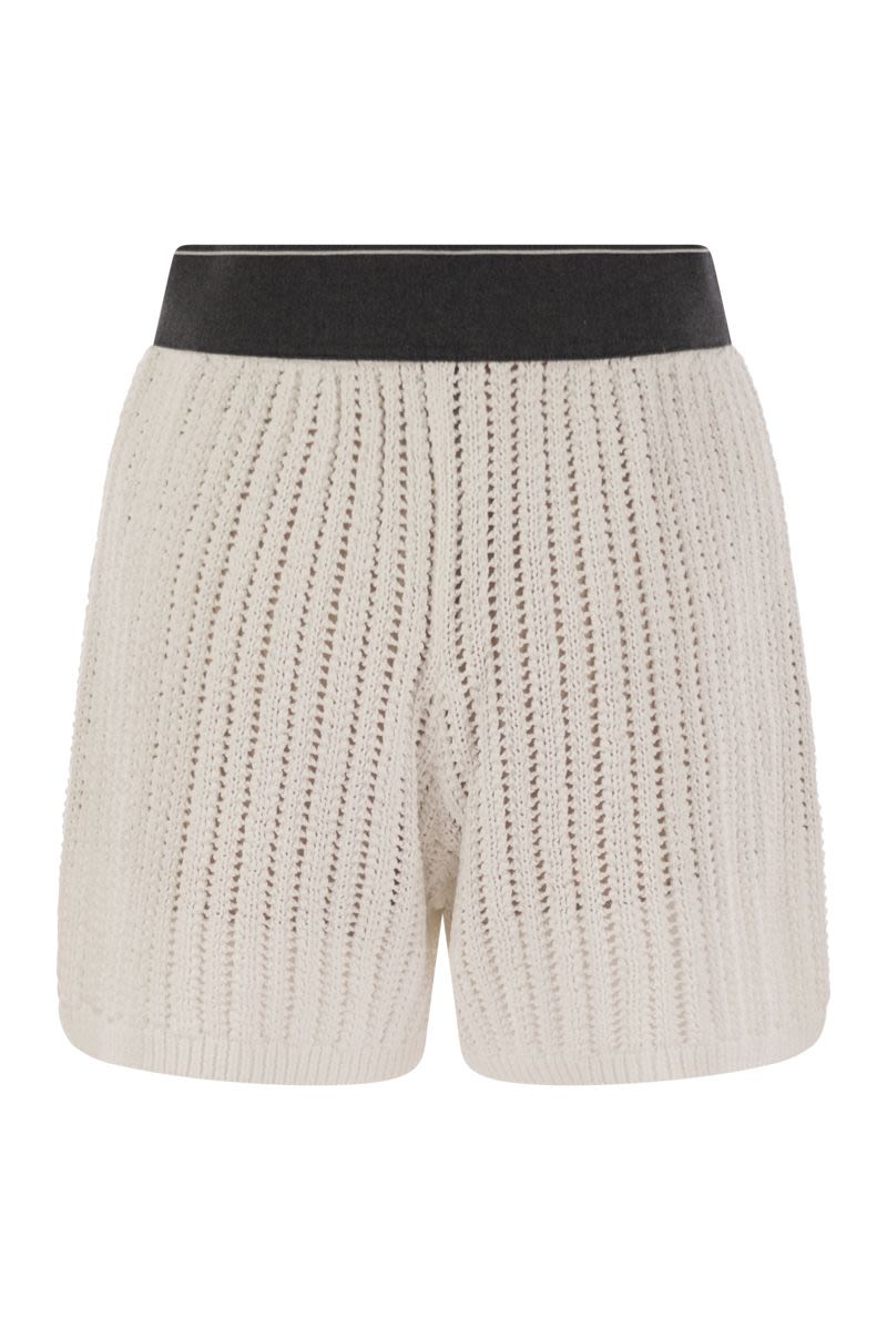 BRUNELLO CUCINELLI Cotton Net Knit Mini Shorts for Women