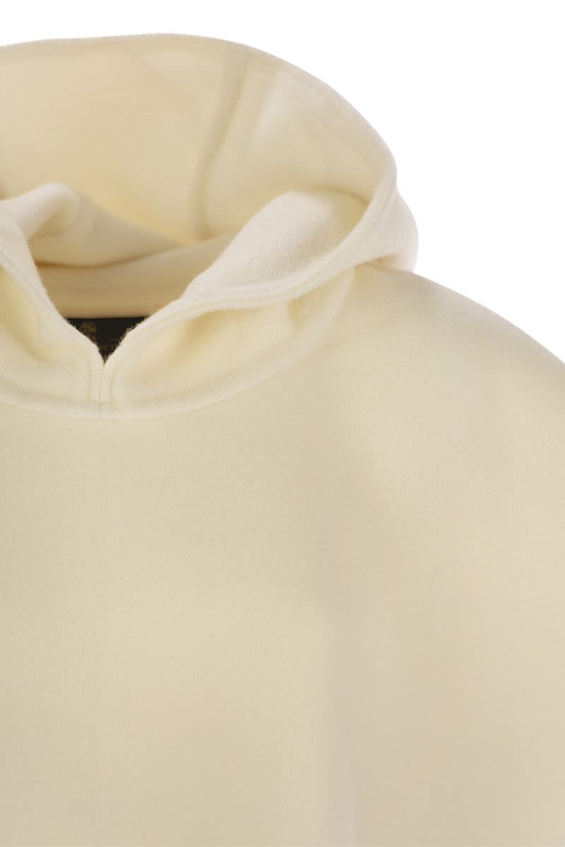 BRUNELLO CUCINELLI Double Knit Wool and Cashmere Poncho with Hood and Fringes