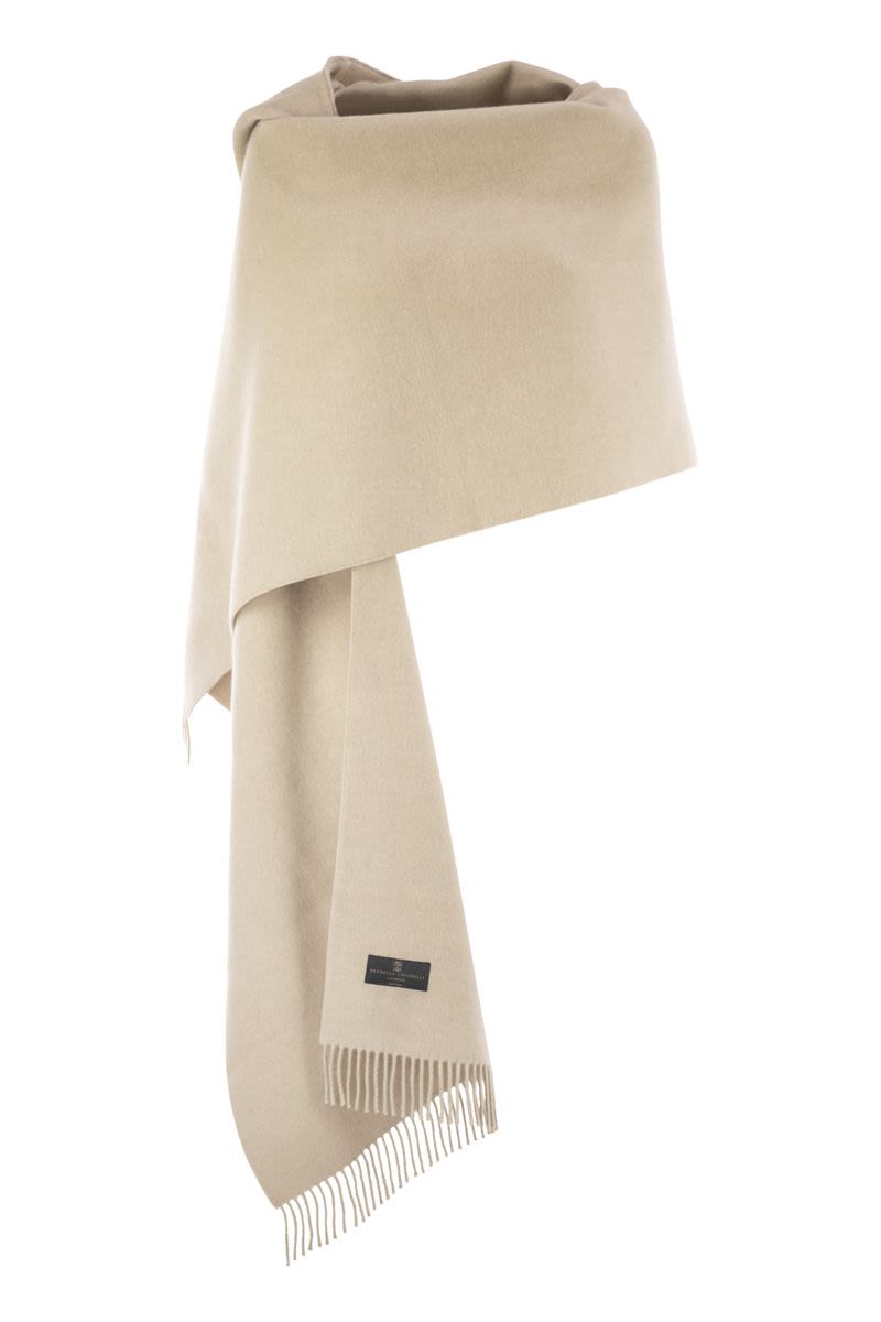 BRUNELLO CUCINELLI Wool and Cashmere Knit Scarf with Hood - 50 x 240 cm