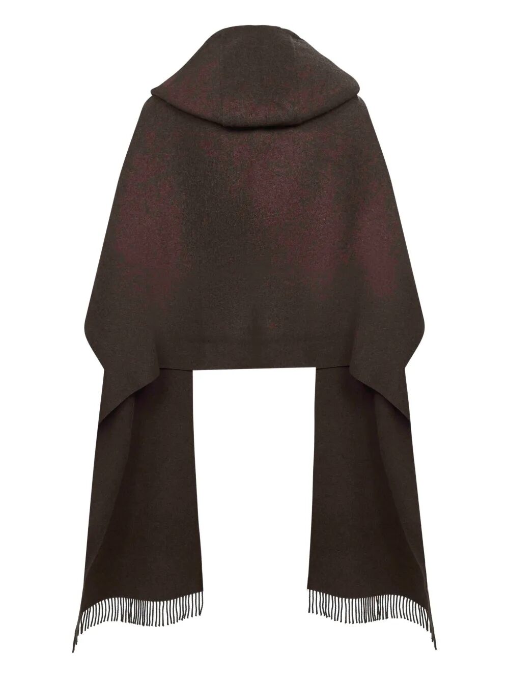 BRUNELLO CUCINELLI Wool and Cashmere Hooded Scarf with Fringed Edges