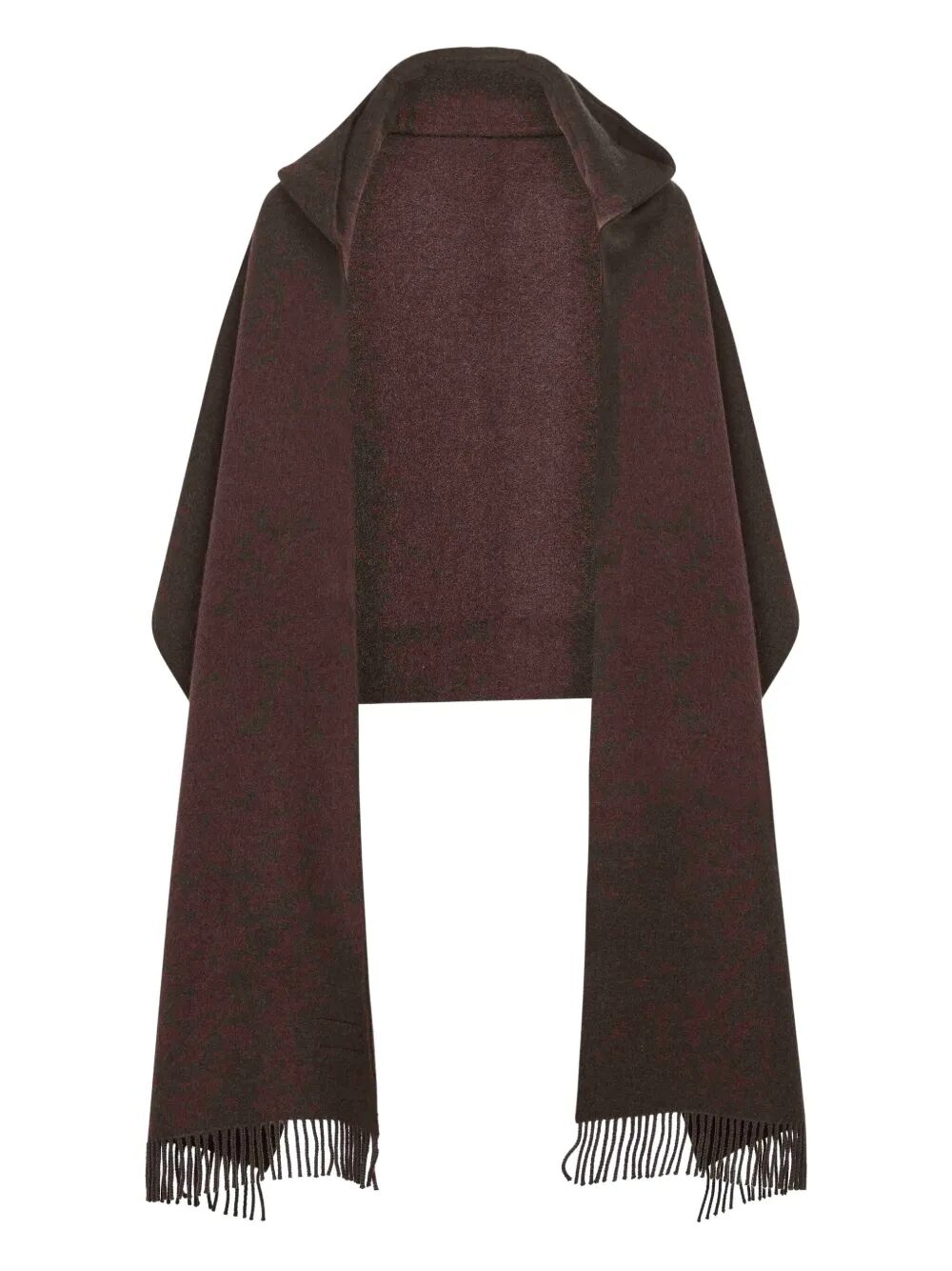 BRUNELLO CUCINELLI Wool and Cashmere Hooded Scarf with Fringed Edges