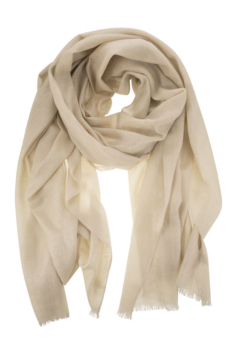 BRUNELLO CUCINELLI Sparkling Cashmere and Silk Scarf 90 x 120 cm