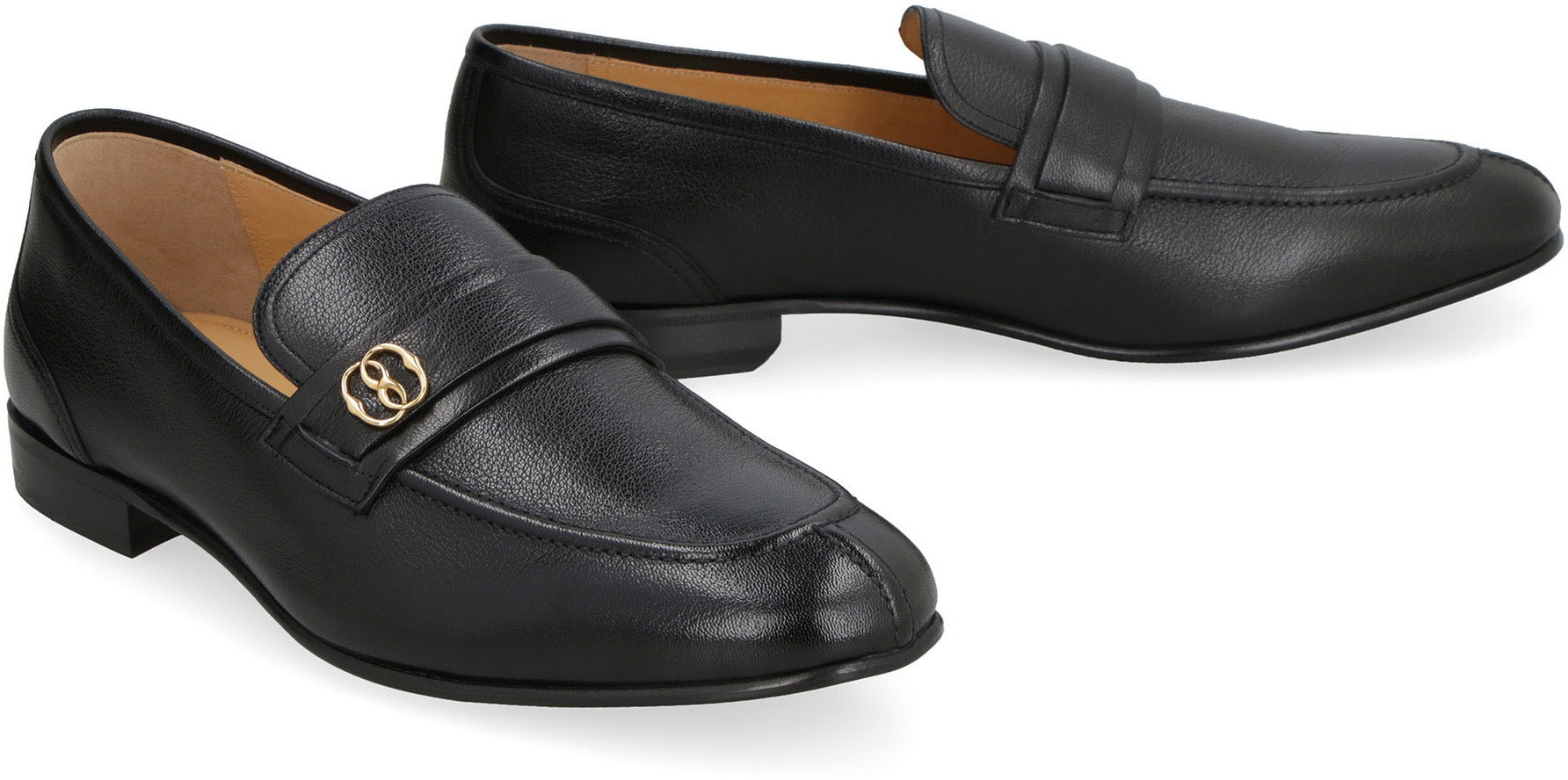 BALLY Grainy Leather Round Toe Loafers