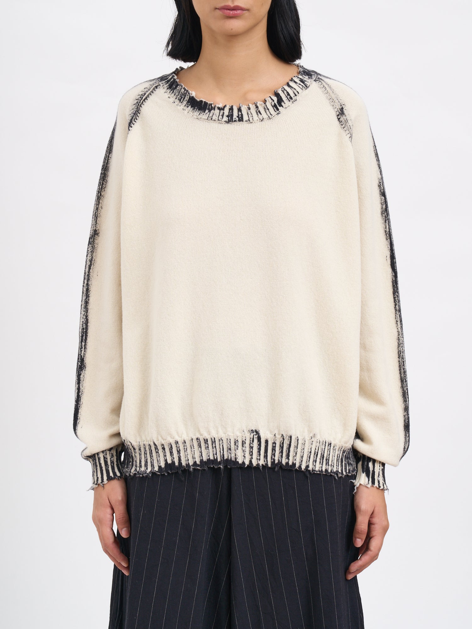 SERIENUMERICA Crew Neck Wool Sweater with Raglan Sleeves