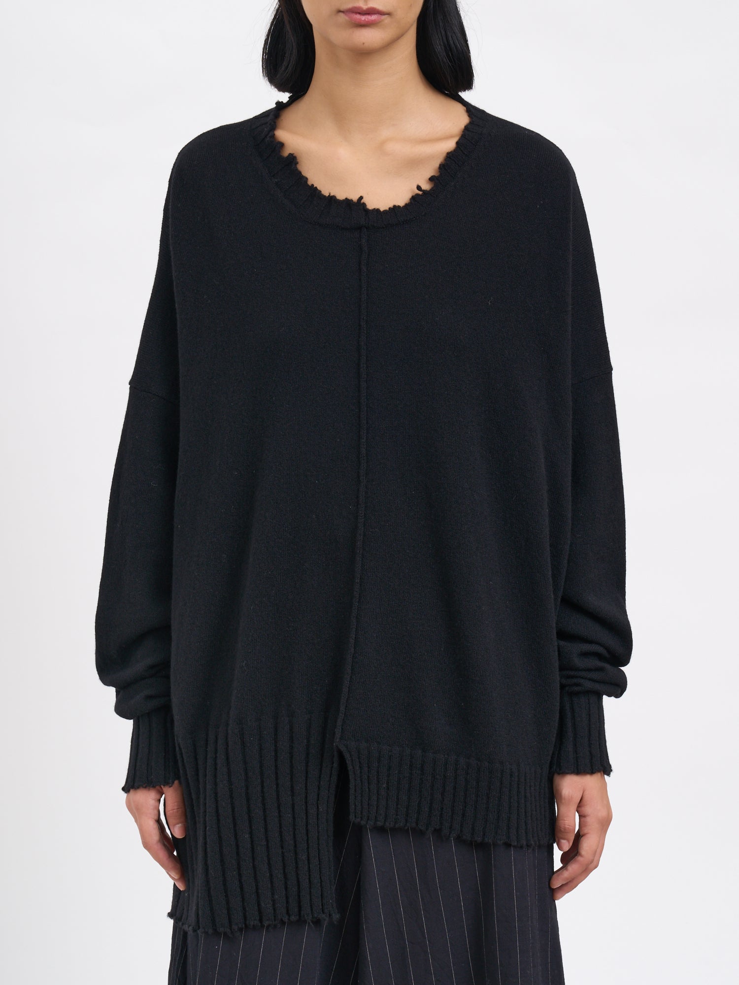 SERIENUMERICA Womens Destroyed-Effect Crewneck Sweater Size 1