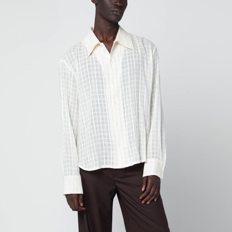 SÉFR Checkered Design Cotton and Linen Men's Shirt - FW25