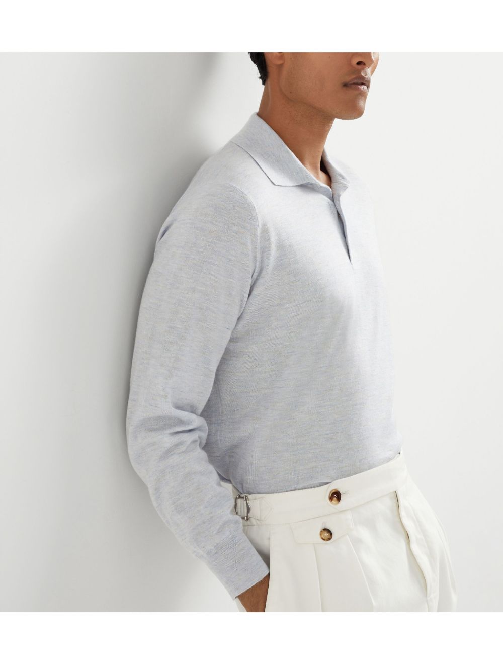 BRUNELLO CUCINELLI Men's Cashmere and Silk Knit Polo