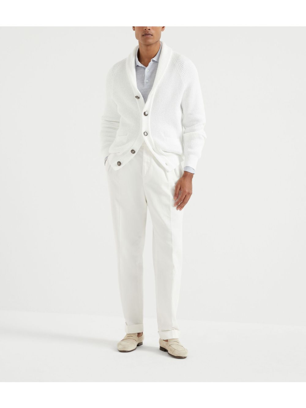 BRUNELLO CUCINELLI Men's Cashmere and Silk Knit Polo