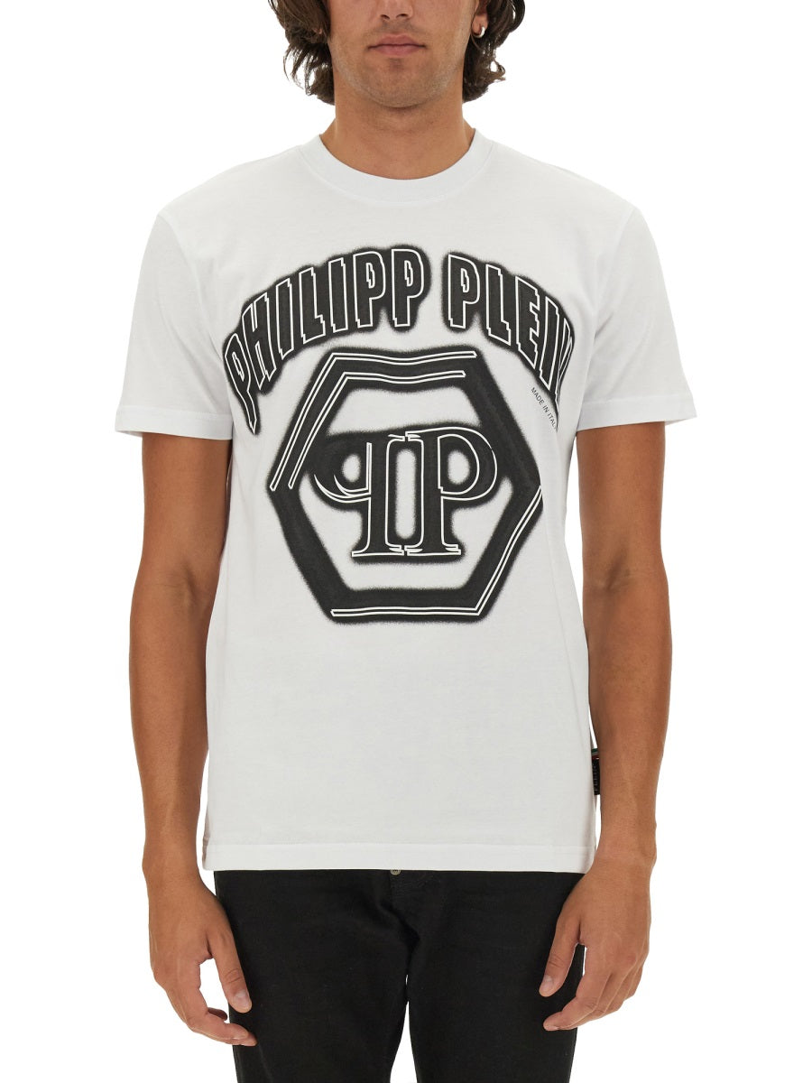 PHILIPP PLEIN Logo Print T-Shirt - Regular Fit, Size L