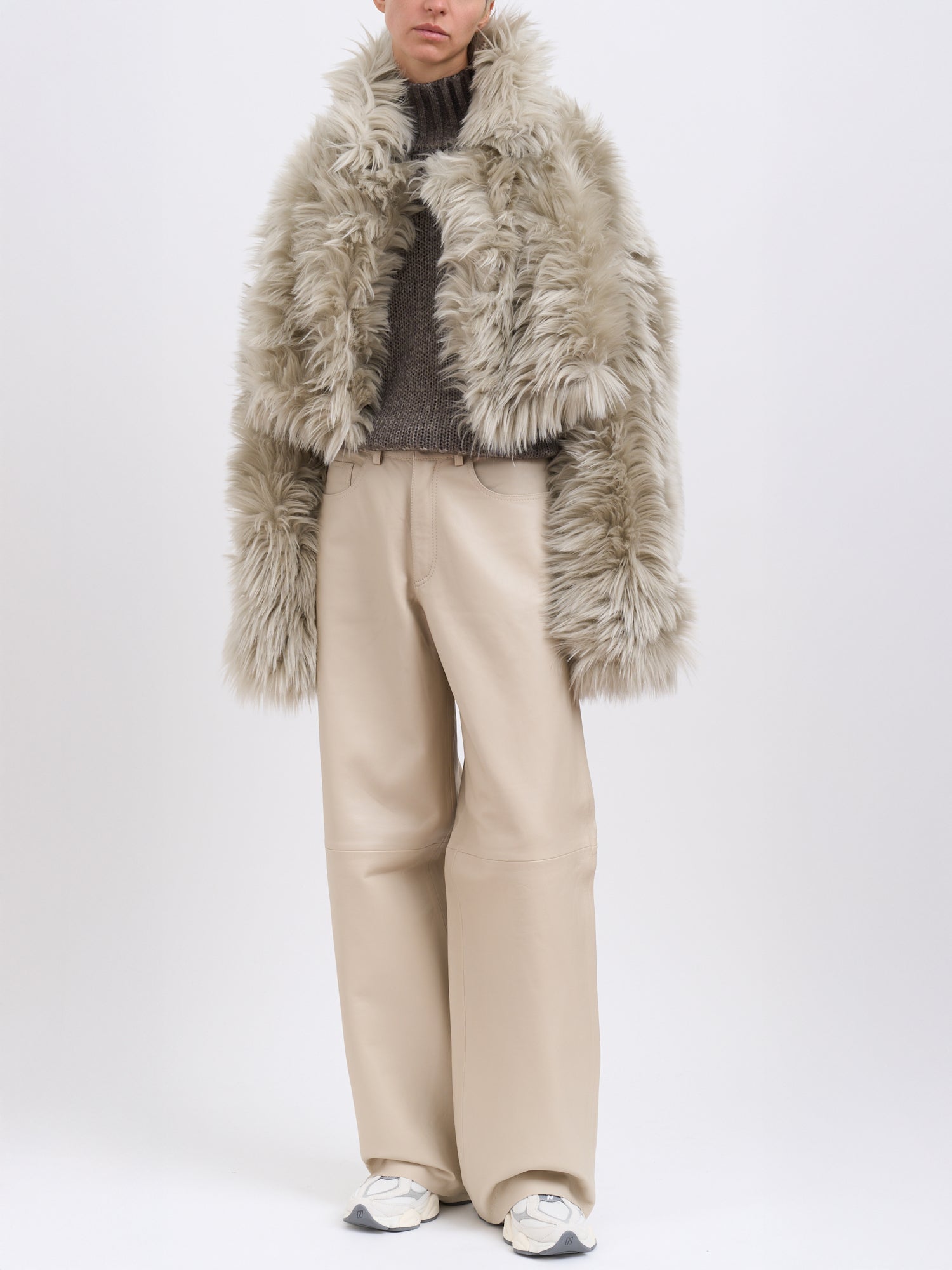 THE LATEST Cropped Eco-Friendly Faux Fur Jacket - Size S