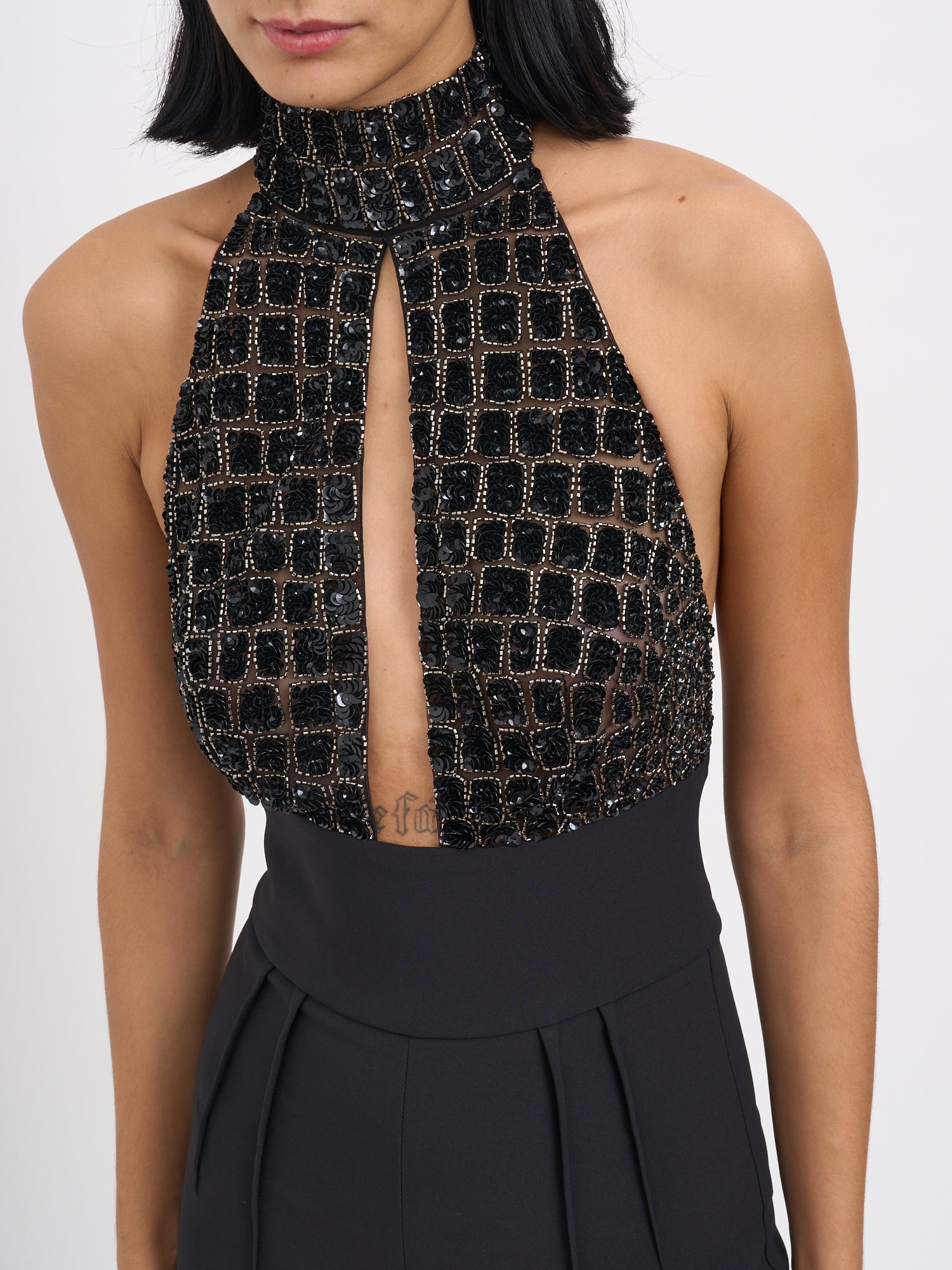 ELISABETTA FRANCHI Georgette Jumpsuit with Piping - Size 40