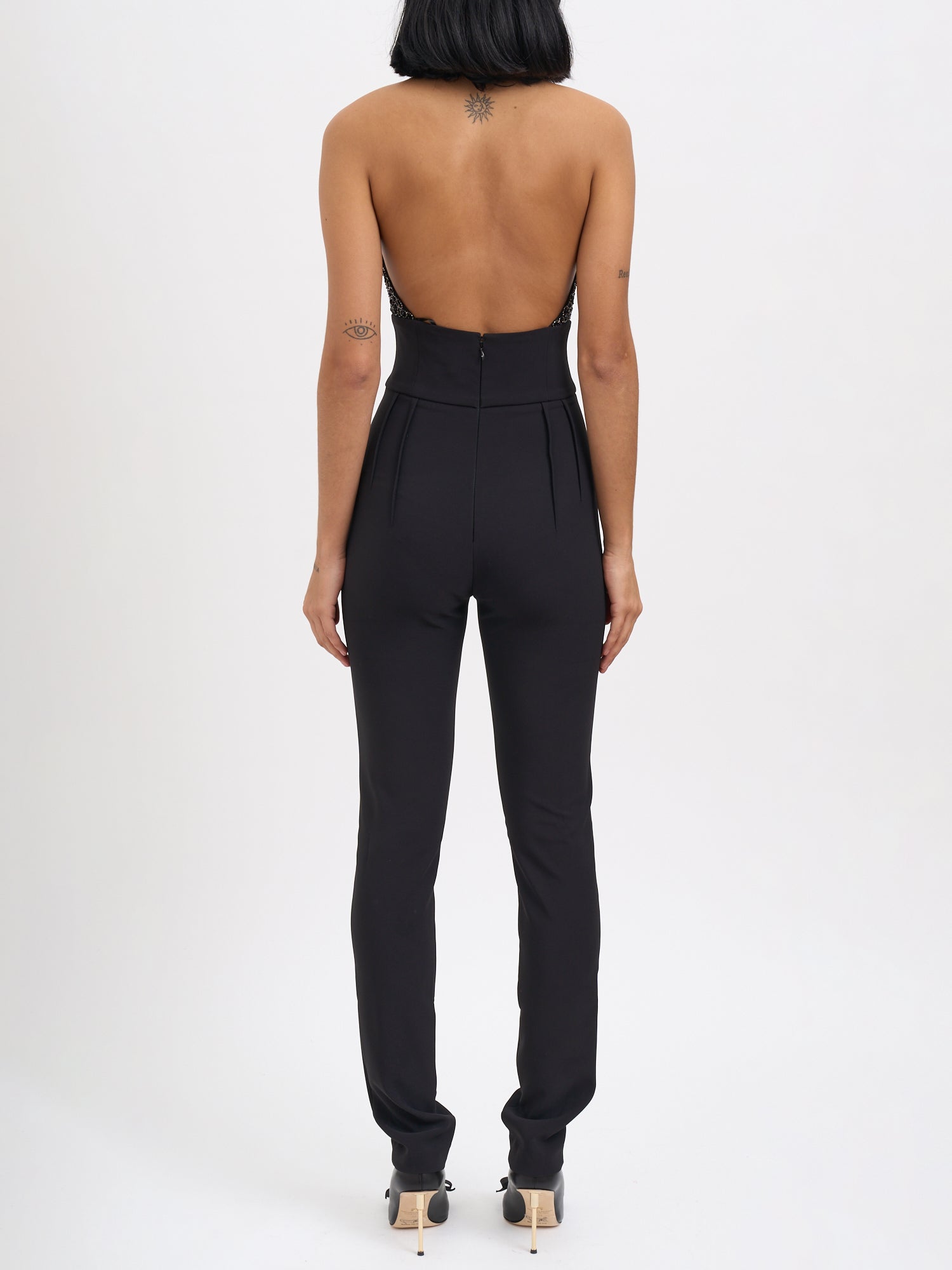 ELISABETTA FRANCHI Georgette Jumpsuit with Piping - Size 40