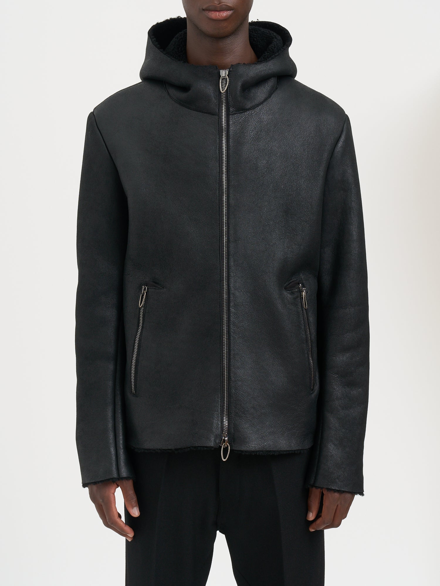 DANIELE BASTA Men's Sheepskin Romeo Jacket with Hood - Size 50