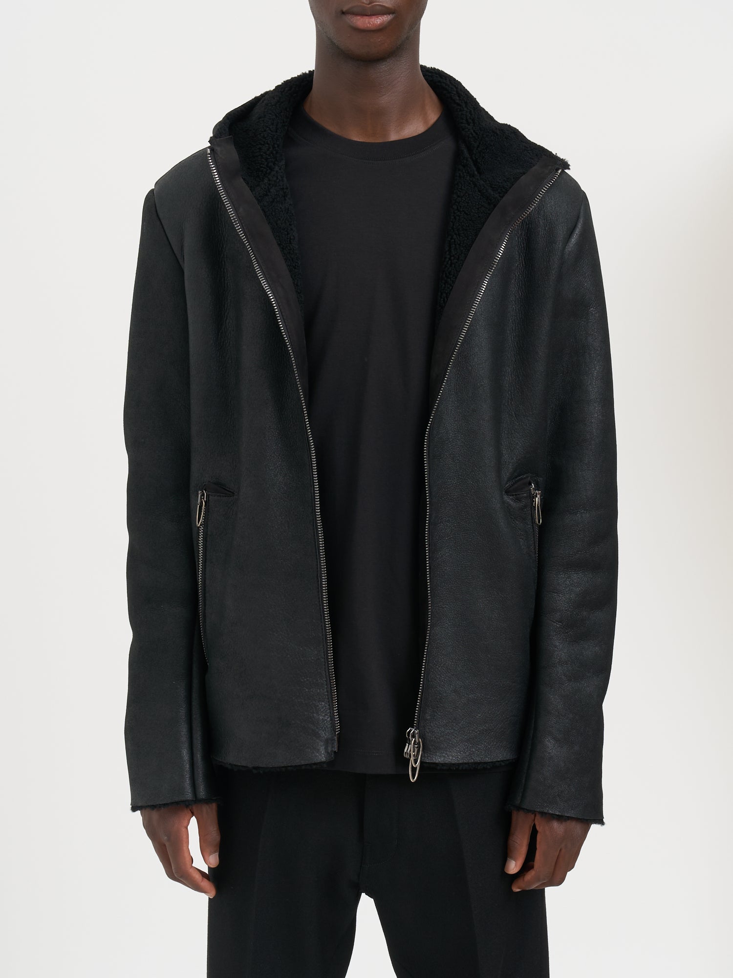 DANIELE BASTA Men's Sheepskin Romeo Jacket with Hood - Size 50