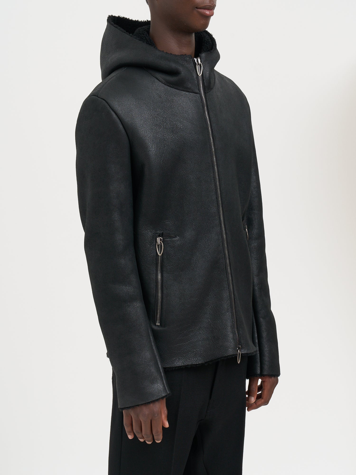 DANIELE BASTA Men's Sheepskin Romeo Jacket with Hood - Size 50