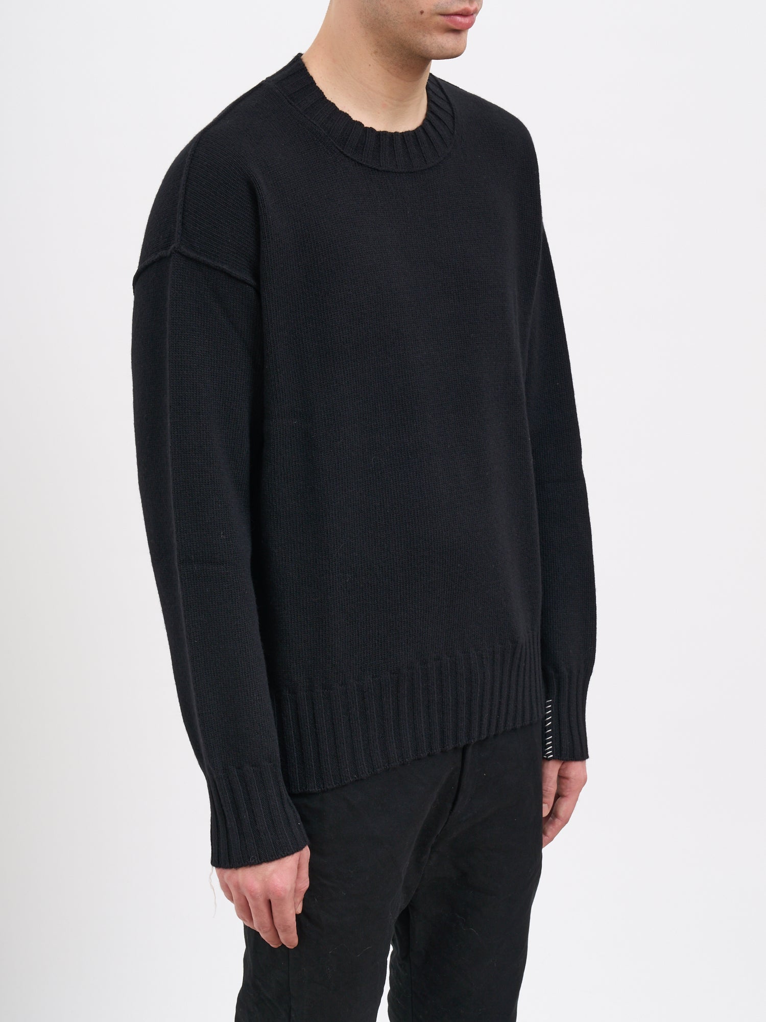 ISABEL BENENATO Men's Cashmere Blend Crew Neck Sweater - Medium