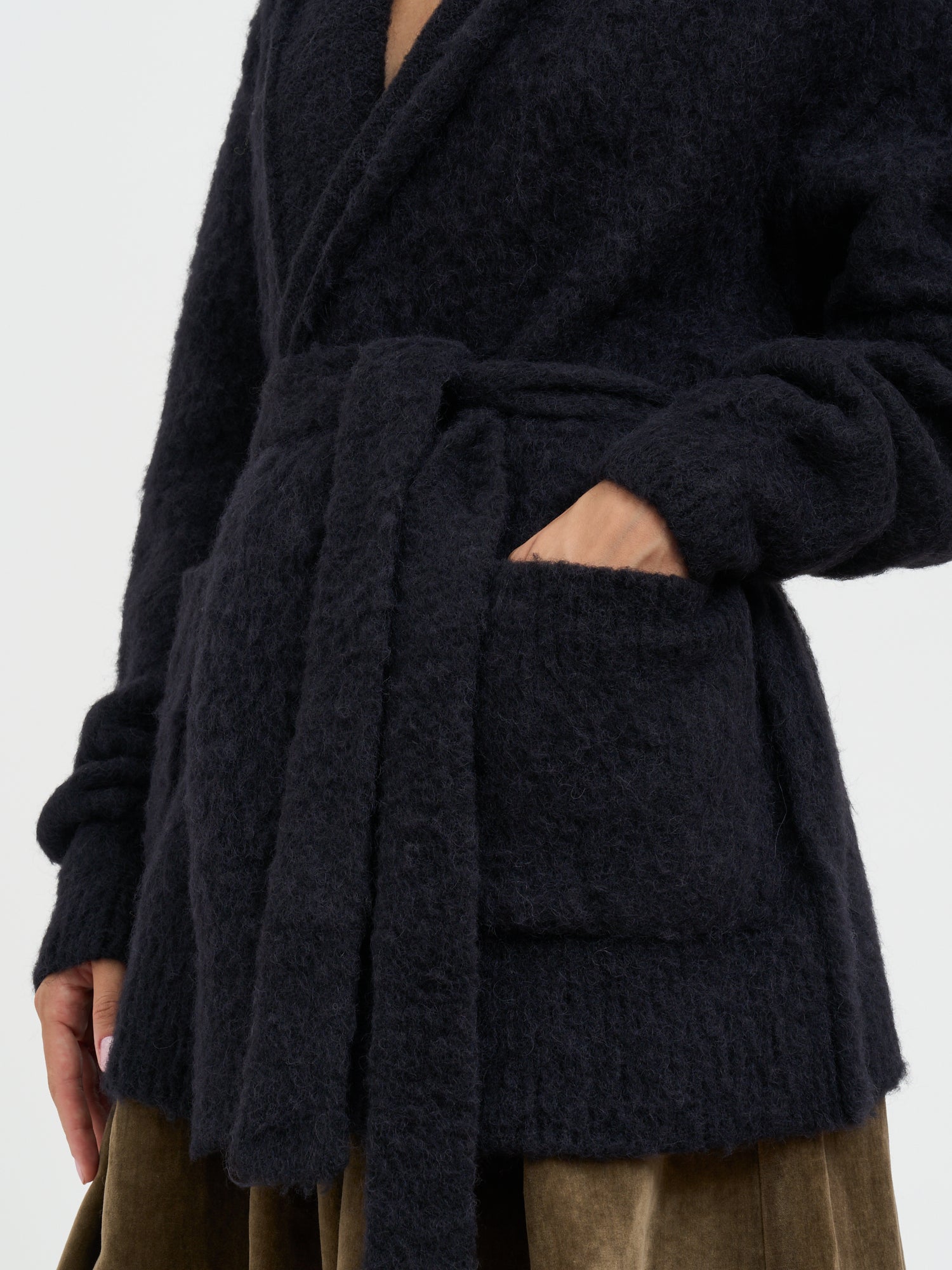 UMA WANG Oversized Wool Cardigan with Belted Waist - Size S