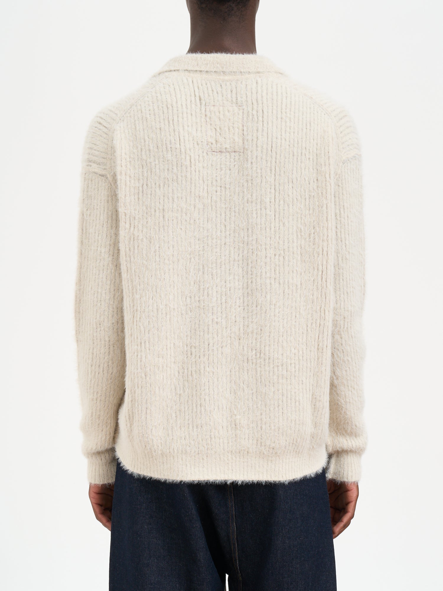 UMA WANG Men's Buttonless Polo Collar Sweater - Medium