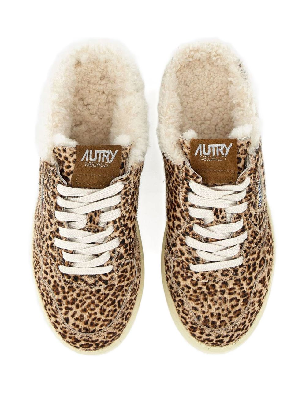 AUTRY Shearling Trim Lace-Up Sneakers for Women
