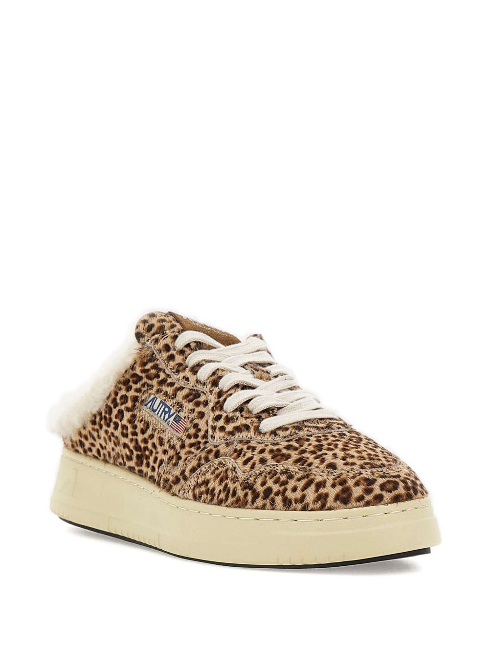 AUTRY Shearling Trim Lace-Up Sneakers for Women