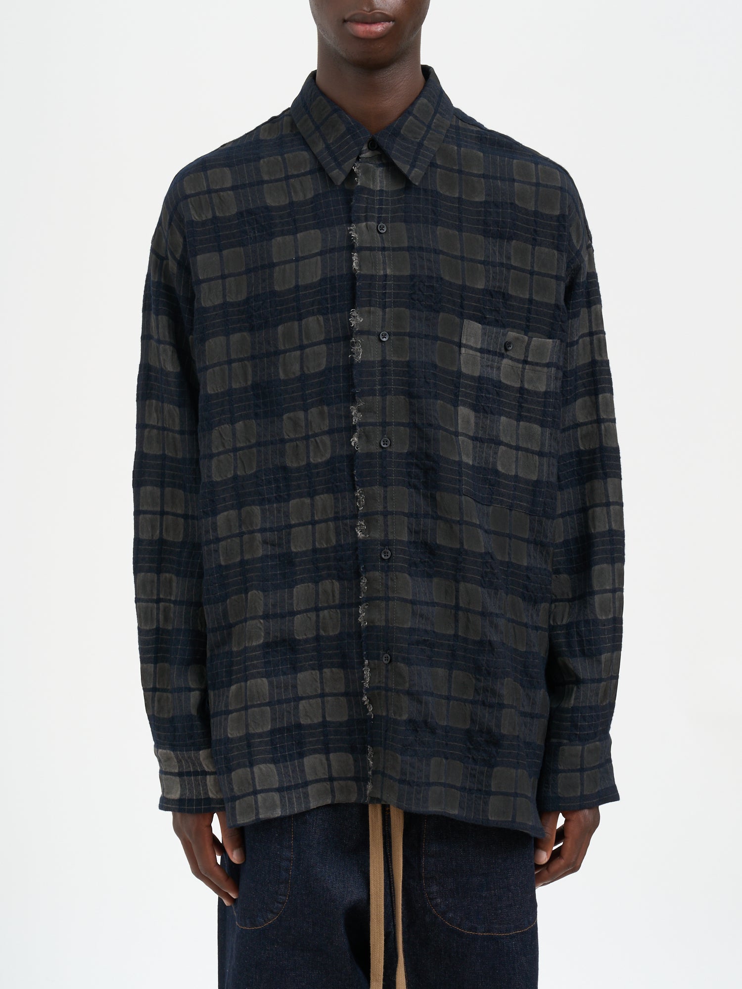 UMA WANG Check Pattern Button-Up Shirt - Size Medium