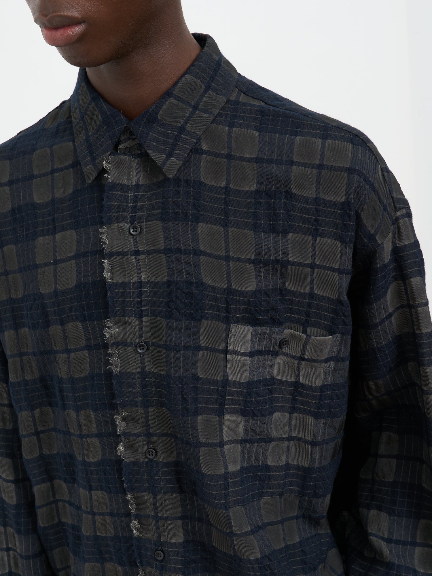 UMA WANG Check Pattern Button-Up Shirt - Size Medium