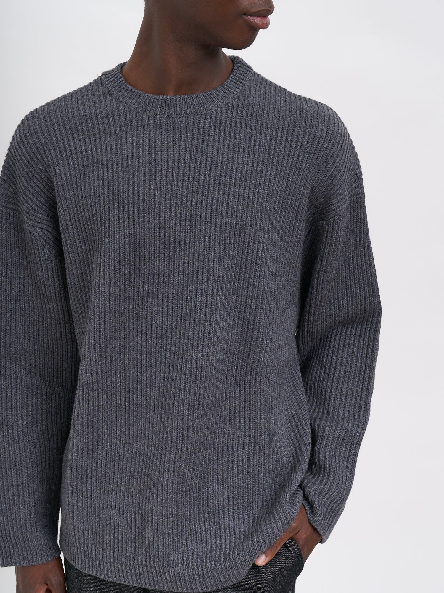 ENTIRE STUDIOS Oversized Knit Crewneck Concrete Sweater - Size M-L