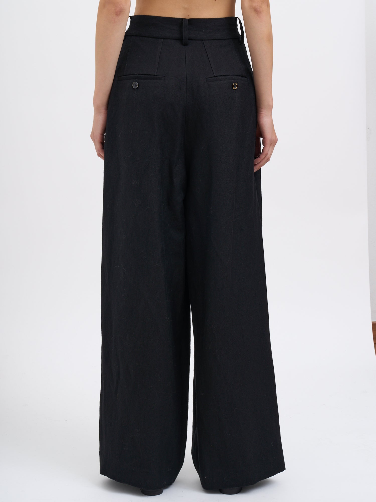 UMA WANG Polina Wide Leg Linen and Wool Trousers - Size S