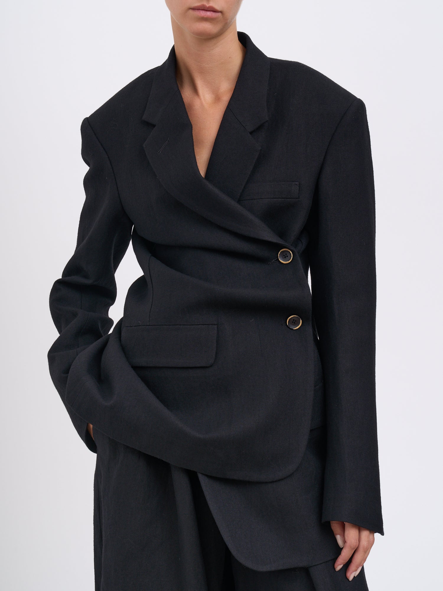 UMA WANG Kava Wool and Linen Jacket - Size S