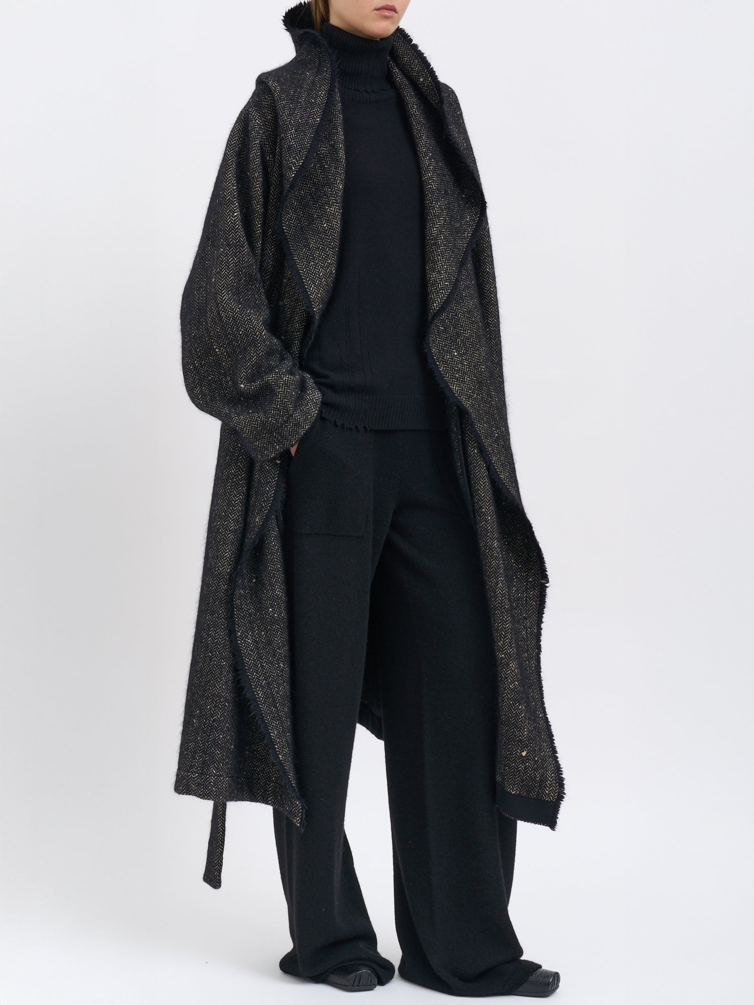 UMA WANG Silk and Angora Cardigan Jacket with Waist Belt - Size S