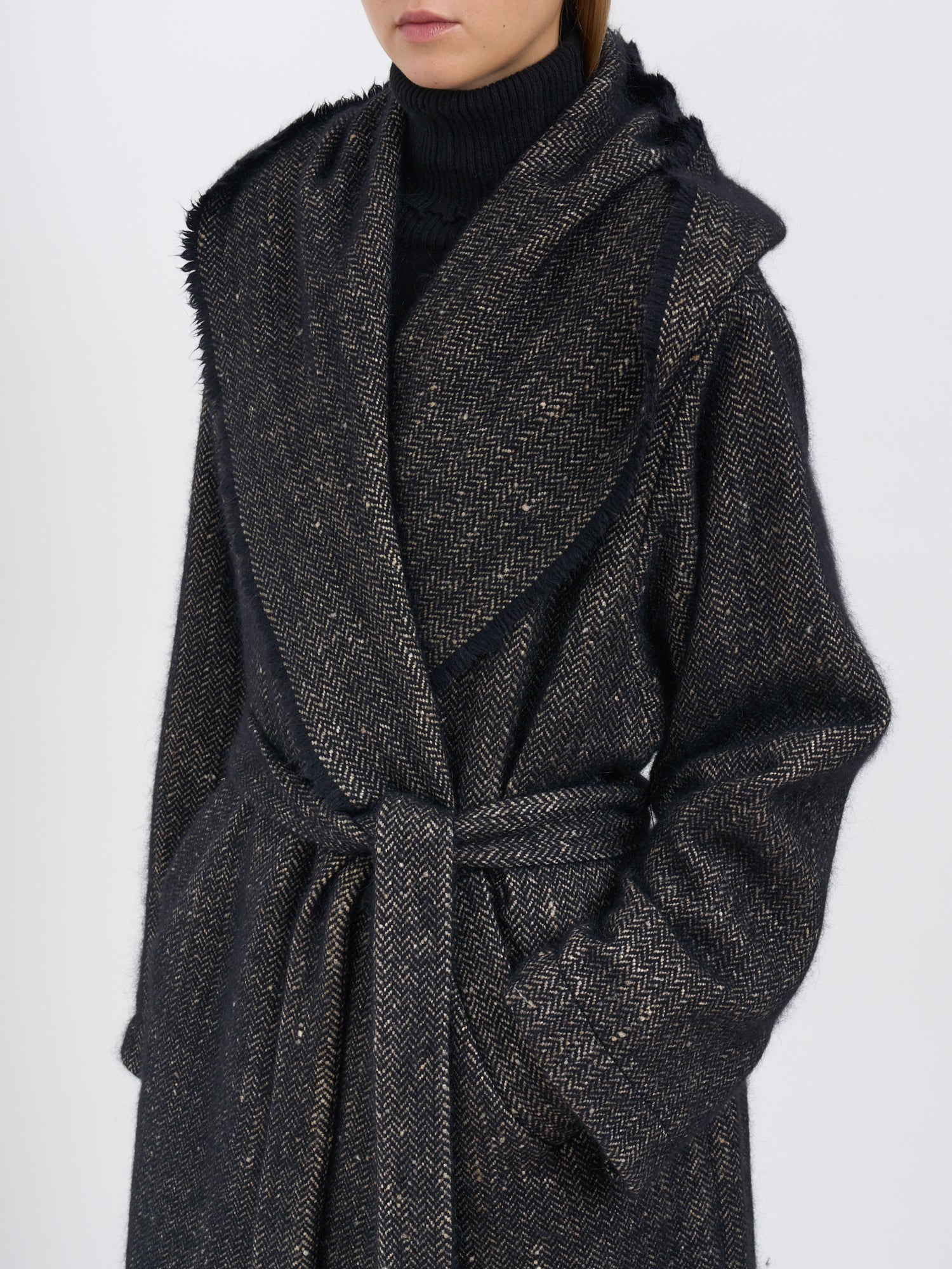 UMA WANG Silk and Angora Cardigan Jacket with Waist Belt - Size S