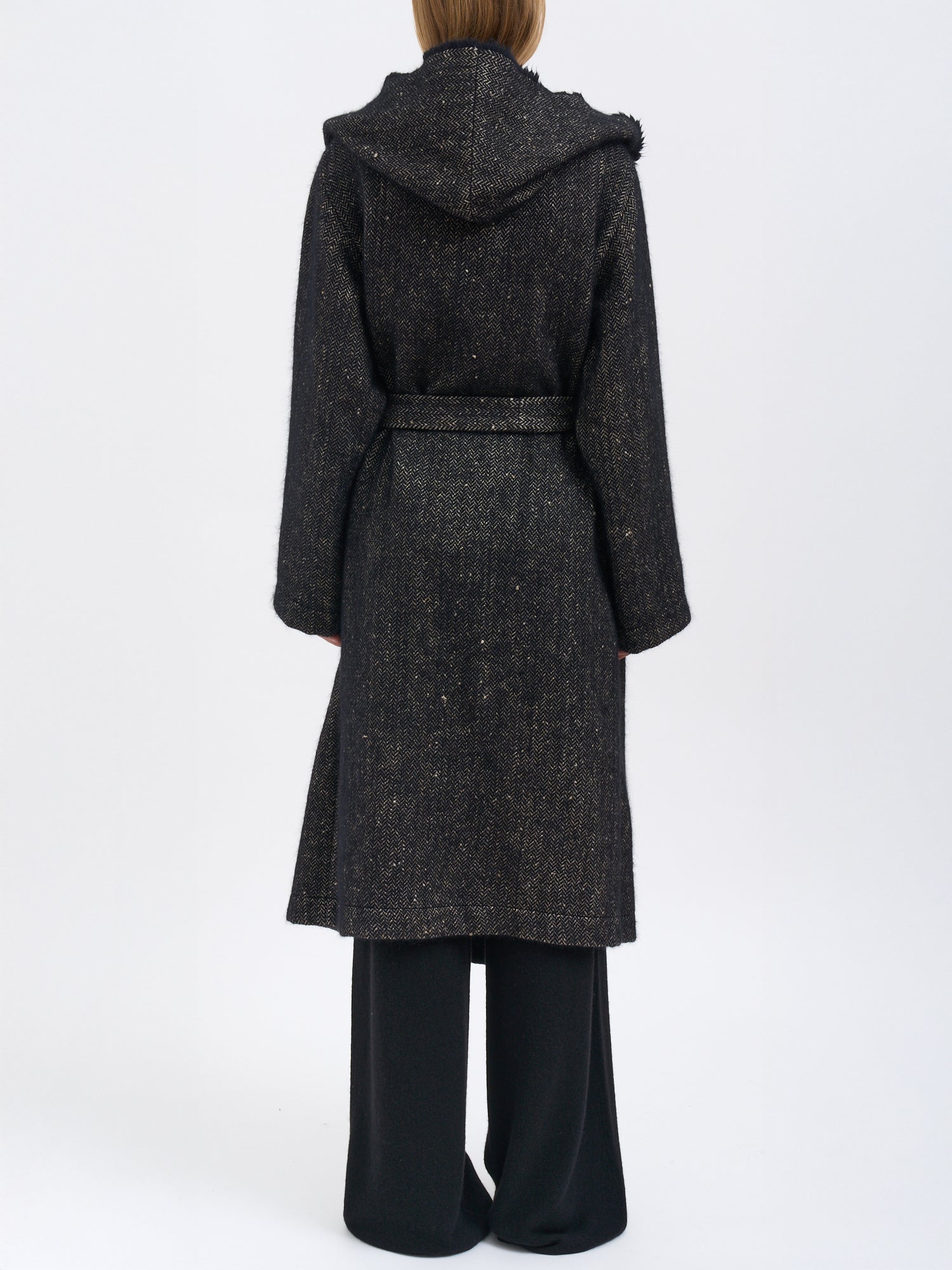 UMA WANG Silk and Angora Cardigan Jacket with Waist Belt - Size S