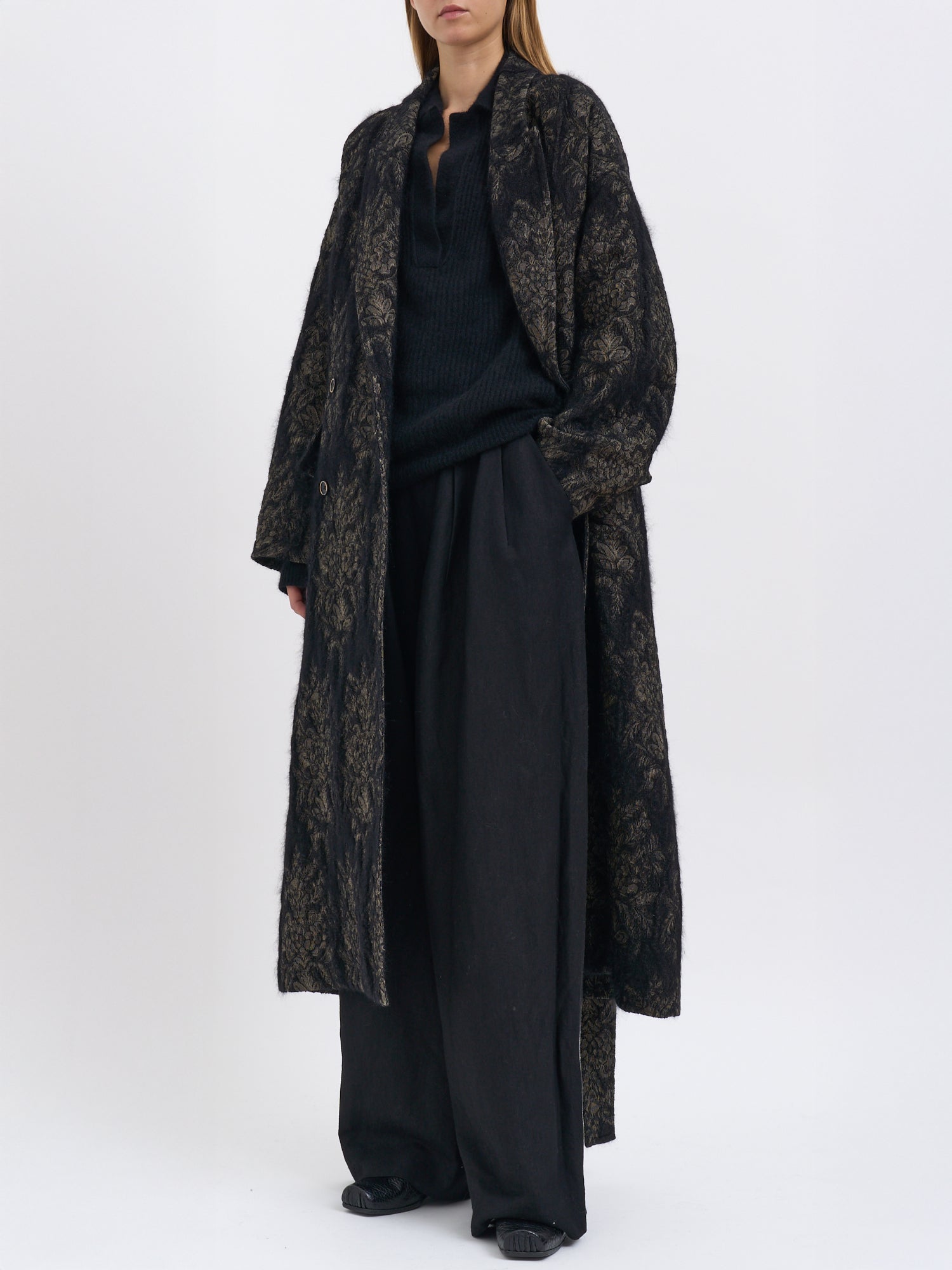 UMA WANG Silk and Angora Cicero Jacket with Waist Belt - Size S