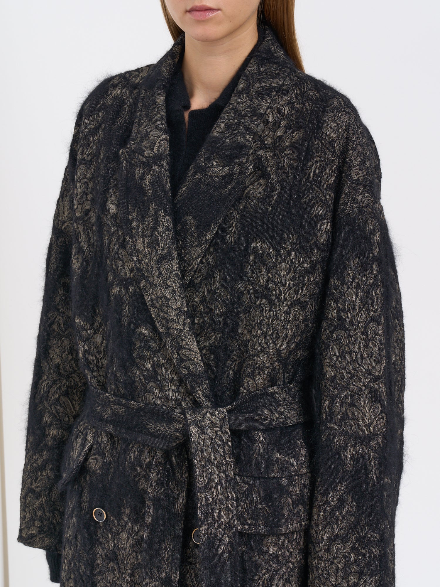UMA WANG Silk and Angora Cicero Jacket with Waist Belt - Size S
