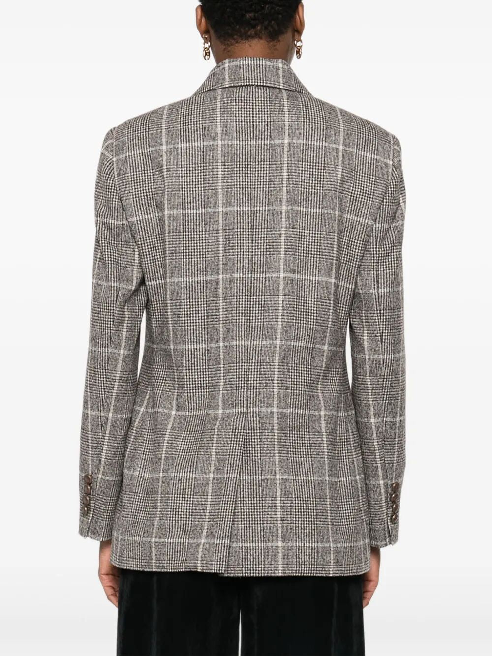 BRUNELLO CUCINELLI Chic Checkered Design Double-Breasted Blazer for Women