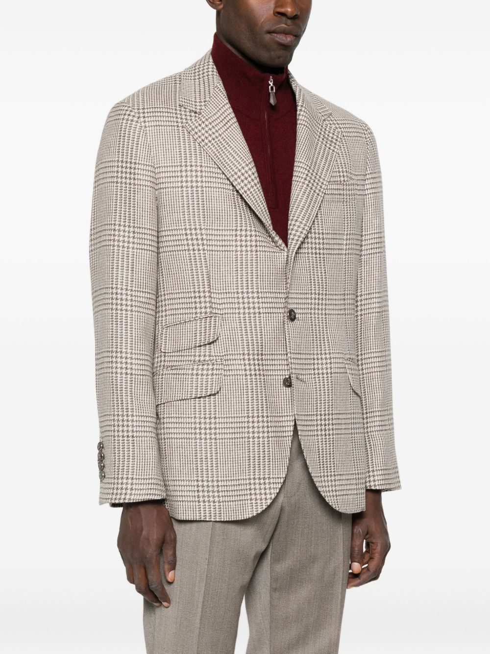 BRUNELLO CUCINELLI Single-Breasted Check Blazer - Men's Outerwear