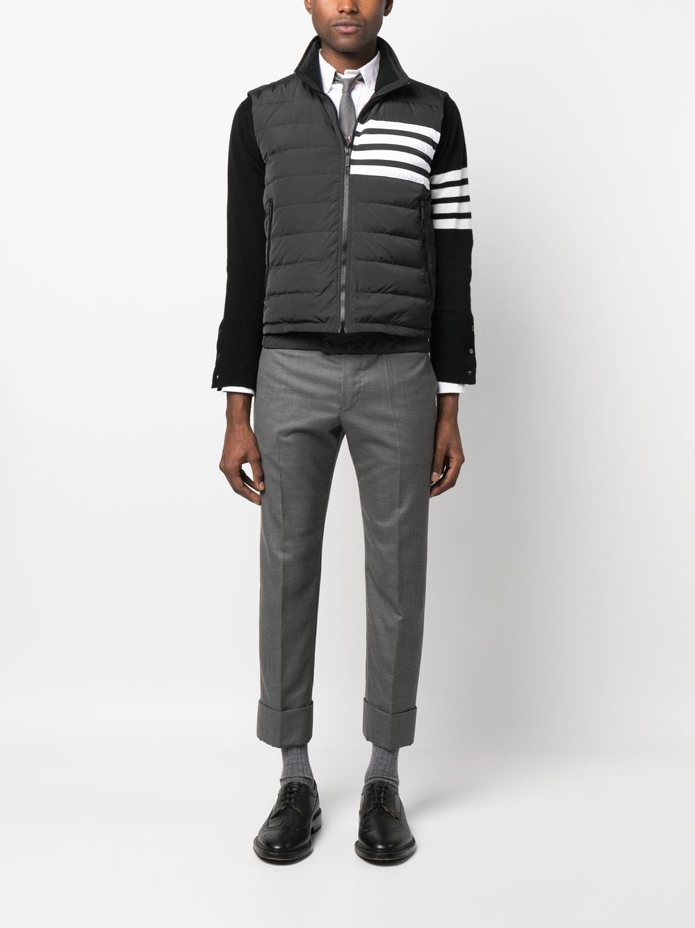 THOM BROWNE Full Zip Field Vest with Tricolor Detail (Men's Sizes 00-5)