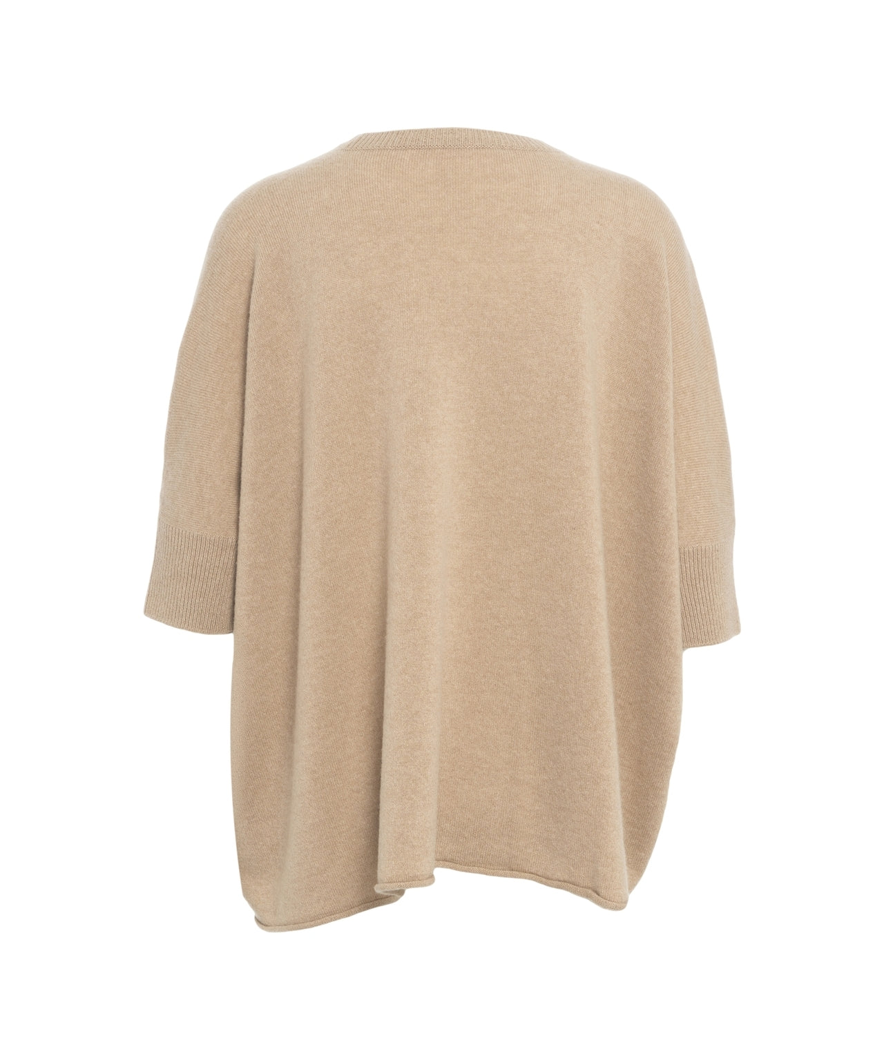 MVM Oversized Cashmere Sweater with Round Neck and Asymmetric Hem