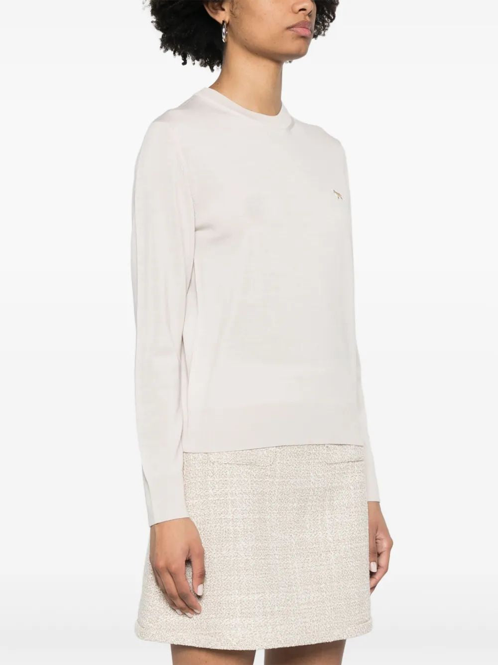 MAISON KITSUNÉ Women’s Fox Wool Jumper with Ribbed Cuffs and Hem